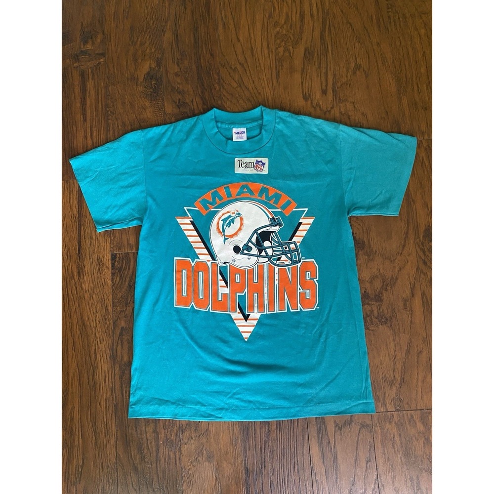 Trench RARE Vintage 90's NFL Miami Dolphins 100% Cotton‎ T-Shirt Size Medium